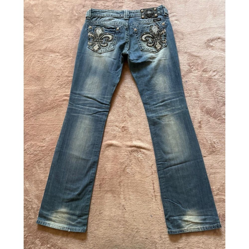 Miss Me Women's Mid Rise Bootcut Denim Jeans Embroidery Size 30